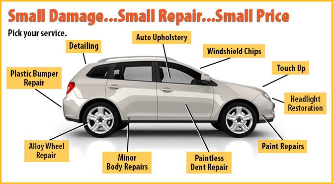 Interior Repairs, Paint Repair, Dent Repair, Rim Repair